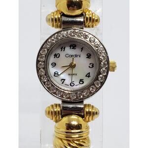 Cardini women's dress watch. Jeweled bevel. Braided bangle band. Working watch